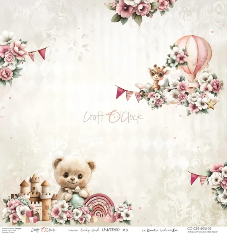 BABY GIRL UNIVERSE - A SET OF PAPERS 30.5 cm x 30.5 cm
