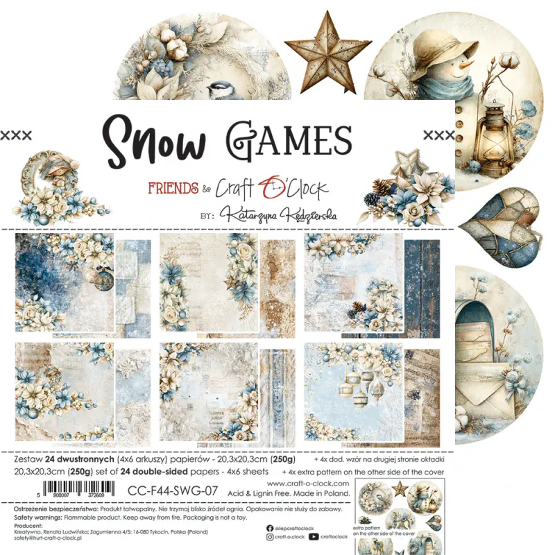 Craft O'Clock - Snow Games - Paper Pack  - 8x8