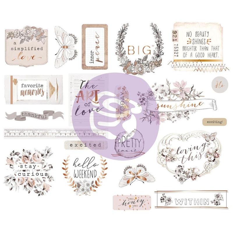 Pretty Pale Chipboard Stickers 21/Pkg Icons W/Foil Accents