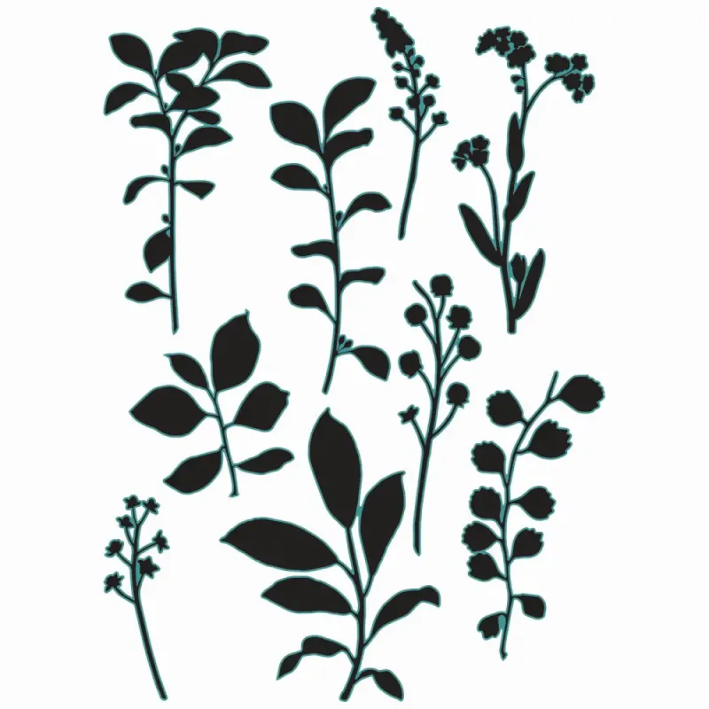  Clear Stamps Set Fine Stems 01 9pcs