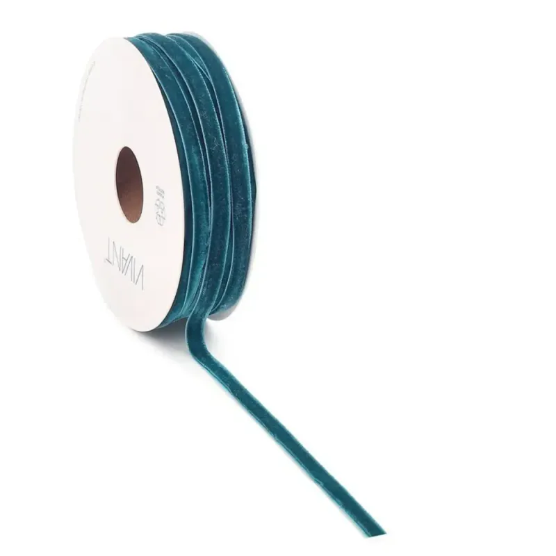 Velvet Narrow Ribbon 20m/6mm Petrol 