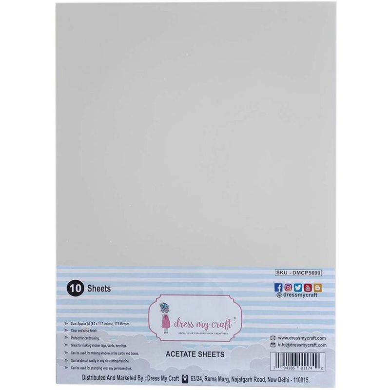 Dress My Craft Acetate Sheets A4 10/Pkg 175 Microns