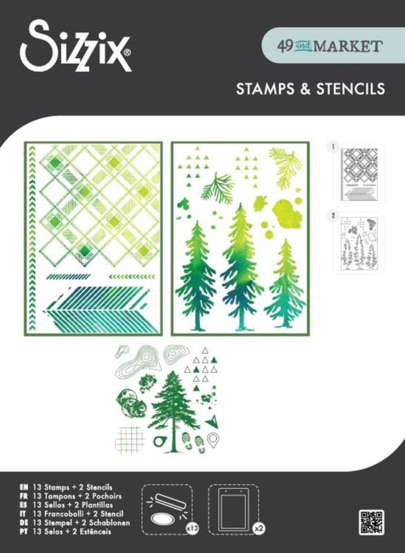 Clear Stamps Set w/ Stencils Set Outdoor Essentials (13+1pcs) by 49 & Market 