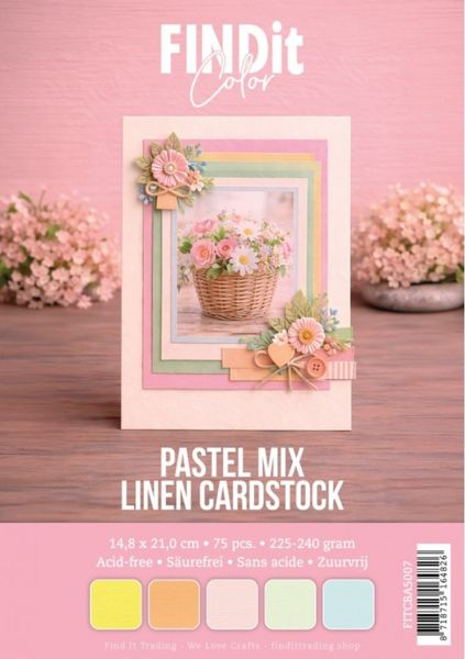 Linen Cardstock A5 Pastel Mix (75pcs) (FITCBA5007)