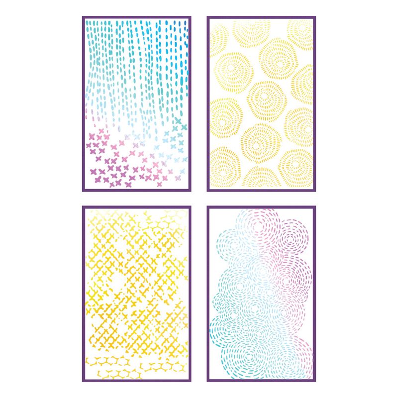 A5 Stencil Stitched Florals (4pcs) by Vicki Boutin