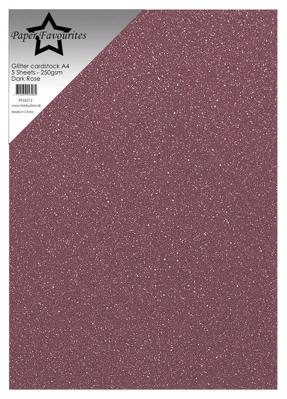 Dark Rose A4 Glitter Cardstock 250gsm (5pcs)