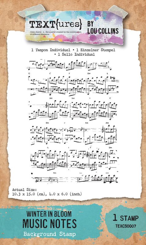 Winter in Bloom 4x6 Inch Background Stamp Music Notes by Lou Collins