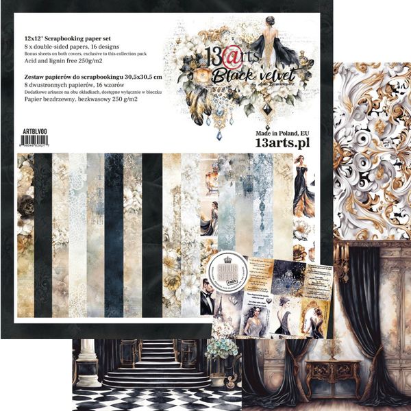 Paper pad BLACK VELVET 12x12" 