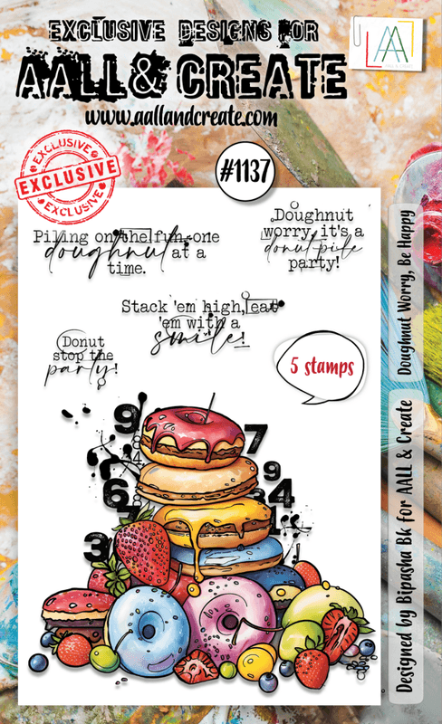 #1137 - A6 STAMP SET - DOUGHNUT WORRY, BE HAPPY