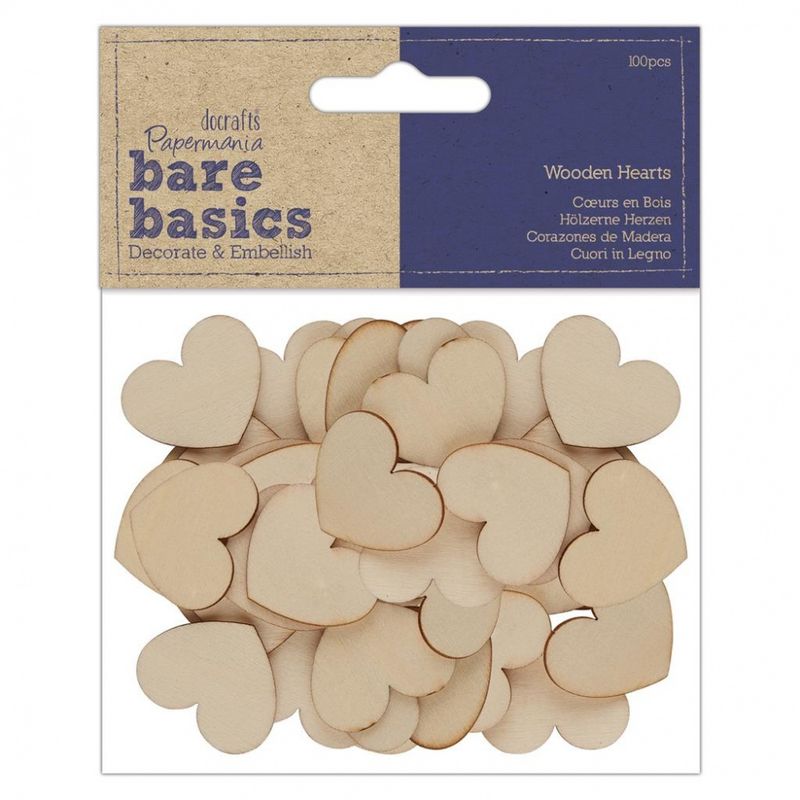 Papermania Bare Basics Wooden Hearts (100pcs)