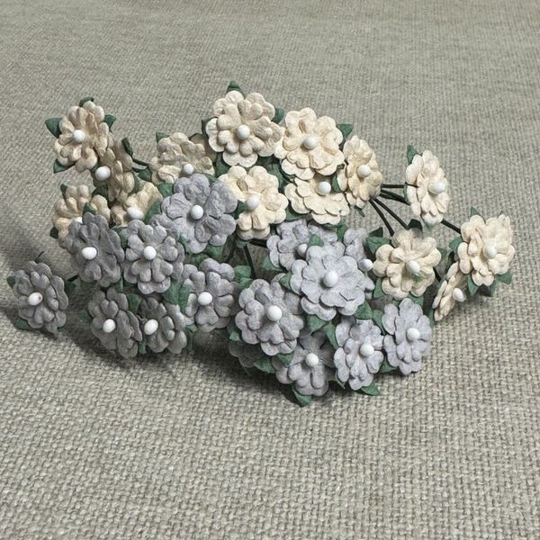 MINIBLOMSTER, BEIGE OG GRÅ