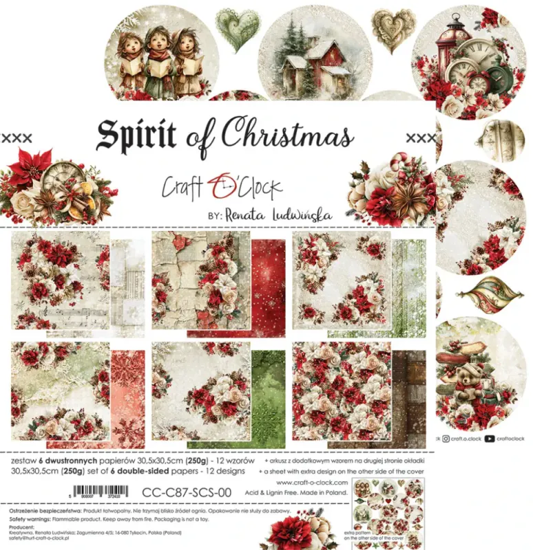 Craft O'Clock - Spirit Of Christmas - Paper Pack - 12 x 12