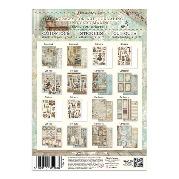 Symphony Junk Journal Stickers, Backgrounds, Cut-Outs by Sara Alcobendas