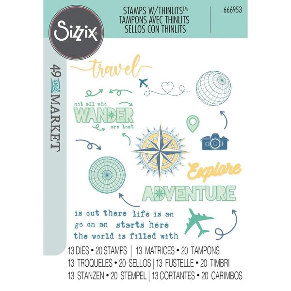 Wanderlust Explorer - Sizzix Thinlits Die & A5 Stamp Set By 49 & Market 