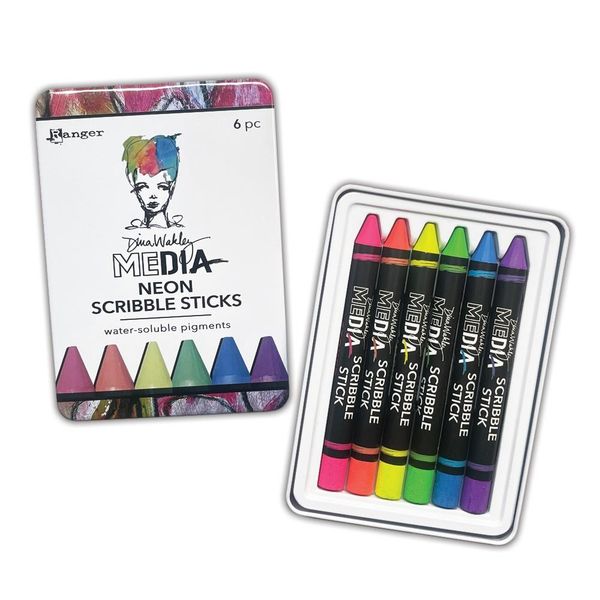 Dina Wakley Media Scribbles Sticks 4 NEON