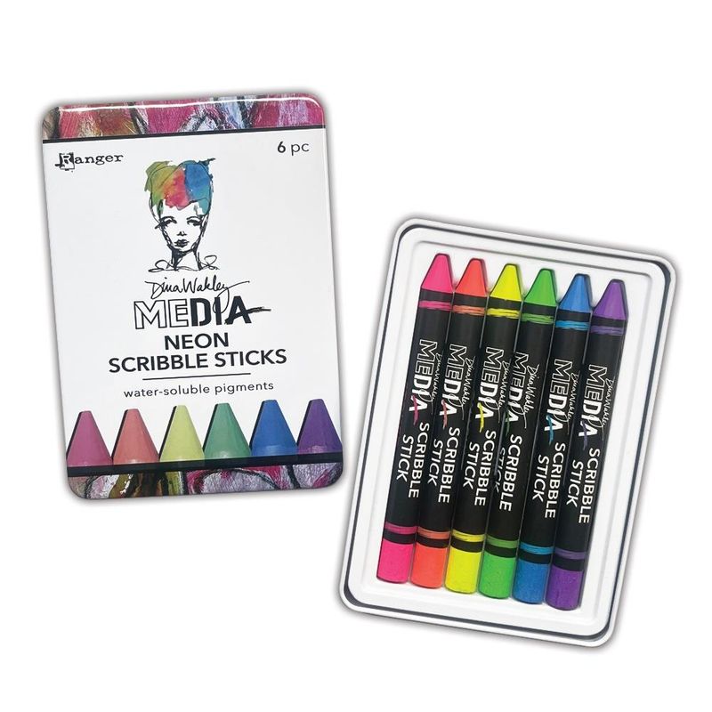 Dina Wakley Media Scribbles Sticks 4 NEON