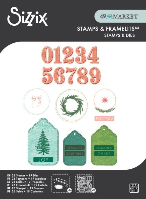 Clear Stamps Set w/Framelit Dies Holiday Tags (26+19pcs) by 49 & Market