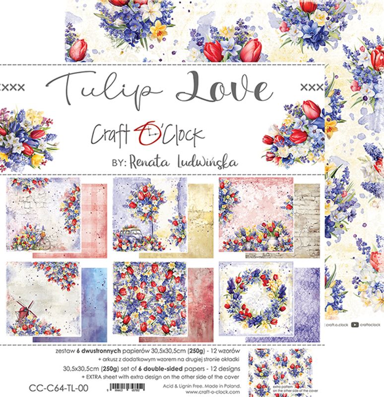 TULIP LOVE - A SET OF PAPERS 30,5X30,5CM