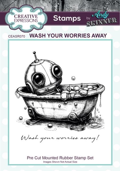 Andy Skinner Pre-Cut Rubber Stamp Botology Wash Your Worries Away
