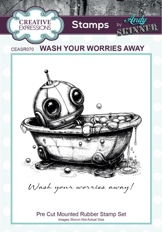 Andy Skinner Pre-Cut Rubber Stamp Botology Wash Your Worries Away