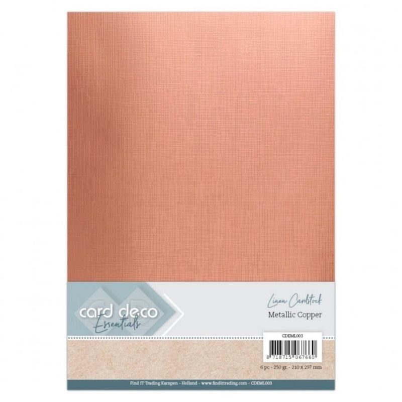 Linen Cardstock - Metallic Copper (6pcs) - A4