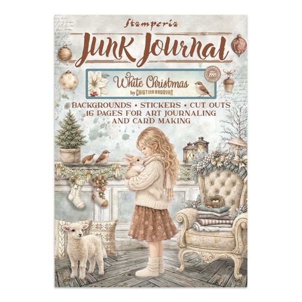 White Christmas Junk Journal Stickers, Backgrounds, Cut-Outs by Cristina Radovan