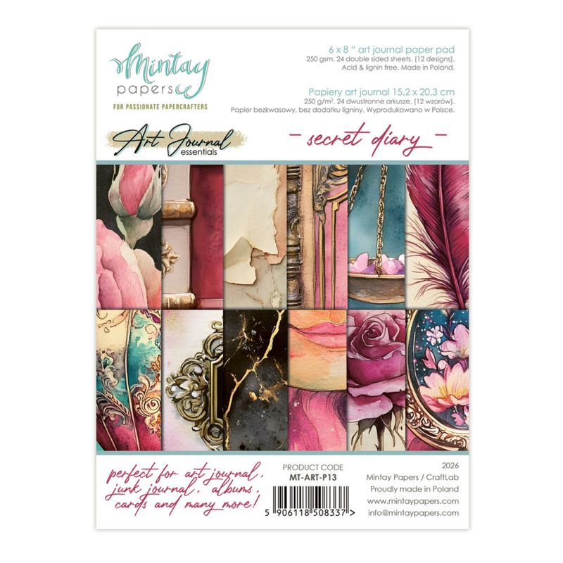 Art Journal Paper Pad 6x8 Inch Secret Diary 